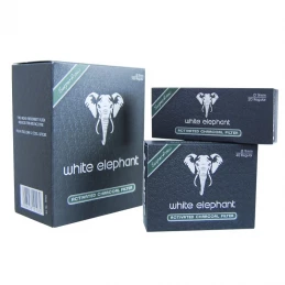 Uhlíkové fajkové filtre White elephant 9 mm - 20 ks