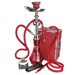 Set Vodná fajka Habibi červená + uhlíky a kamienky