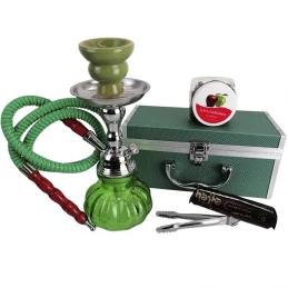Set Vodná fajka Smoke mini zelená + uhlíky a kamienky