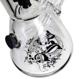 Sklenené bongo Black Leaf Beaker Ice 4cooler black 45 cm - detail na spodok vázy zdobený logom