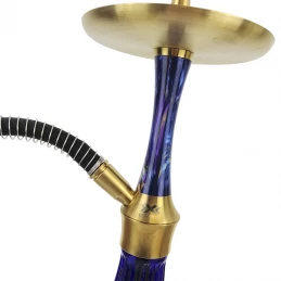 Vodná fajka Aladin EPOX 360 blue - gold 36 cm - detail tela, tanierika a základne vodnej fajky