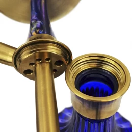 Vodná fajka Aladin EPOX 360 blue - gold 36 cm - detail závitu vodnej fajky a umiestnenia výfukového ventilu