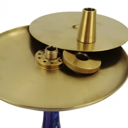 Vodná fajka Aladin EPOX 360 blue - gold 36 cm - detail tanierika a možnosti zloženia výfukových ventilov