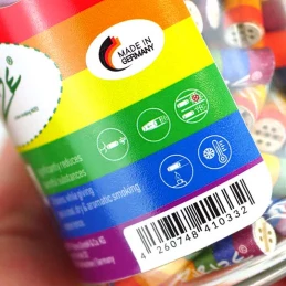 Cigaretové Filtre s aktívnym uhlím Purize Extra Slim Rainbow 100 ks - detail etikety