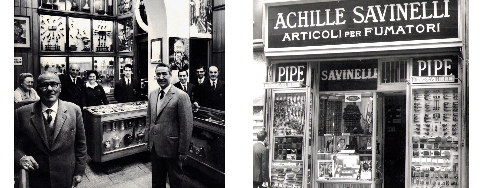 Obchod Savinelli a jeho zakladatelia - historické fotografie